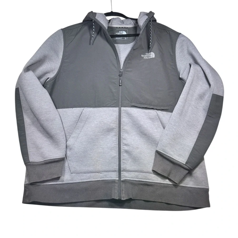 The North‎ Face Mens Full Zip Hoodie Jacket Grey XL Polyester Blend